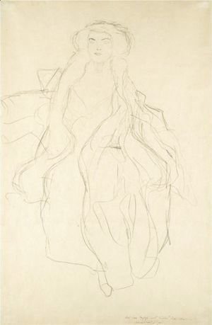 Gustav Klimt - Sitzende Von Vorne (Seated Woman, Frontal View)