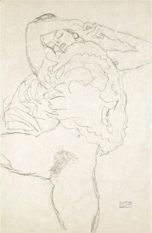 Gustav Klimt - Liegender Halbakt Mit Gespreizten Beinen