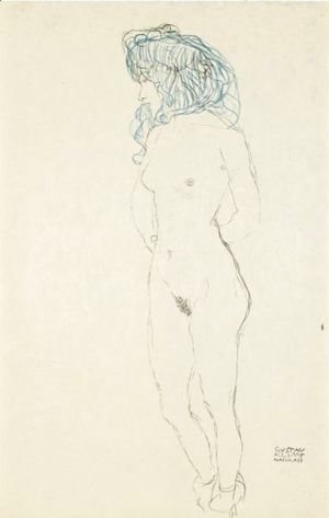 Gustav Klimt - Stehender Frauenakt, Mit Im Rucken Verschrankten Armen