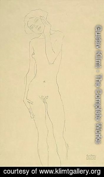 Gustav Klimt - Stehender Madchenakt Von Vorne