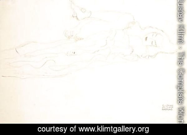 Gustav Klimt - Liegender Halbakt Nach Rechts 8
