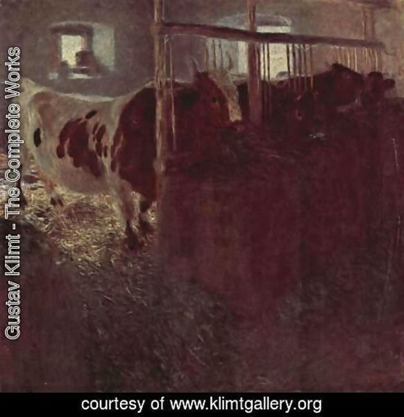 Gustav Klimt - Cows in the barn