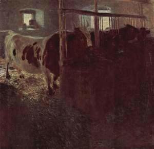 Gustav Klimt - Cows in the barn