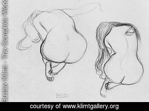 Gustav Klimt - Two Studies of Sitting Nudes