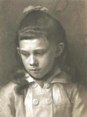 Gustav Klimt - Portrait of a Girl, Head Slightly Turned Left